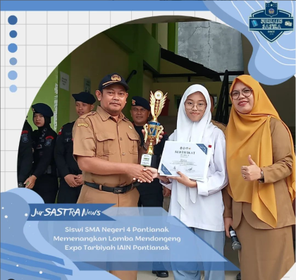 Read more about the article Siswi SMA Negeri 4 Pontianak Memenangkan Lomba Mendongeng Expo Tarbiyah IAIN Pontianak