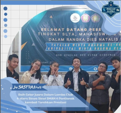 Read more about the article Raih Gelar Juara Dalam Lomba Club 4-sters Siswa Siswi SMAN 4 Pontianak kembali Torehkan Prestasi